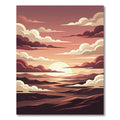 Crimson Sunset Over Molten Mountain Landscape Rug