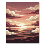Crimson Sunset Over Molten Mountain Landscape Rug