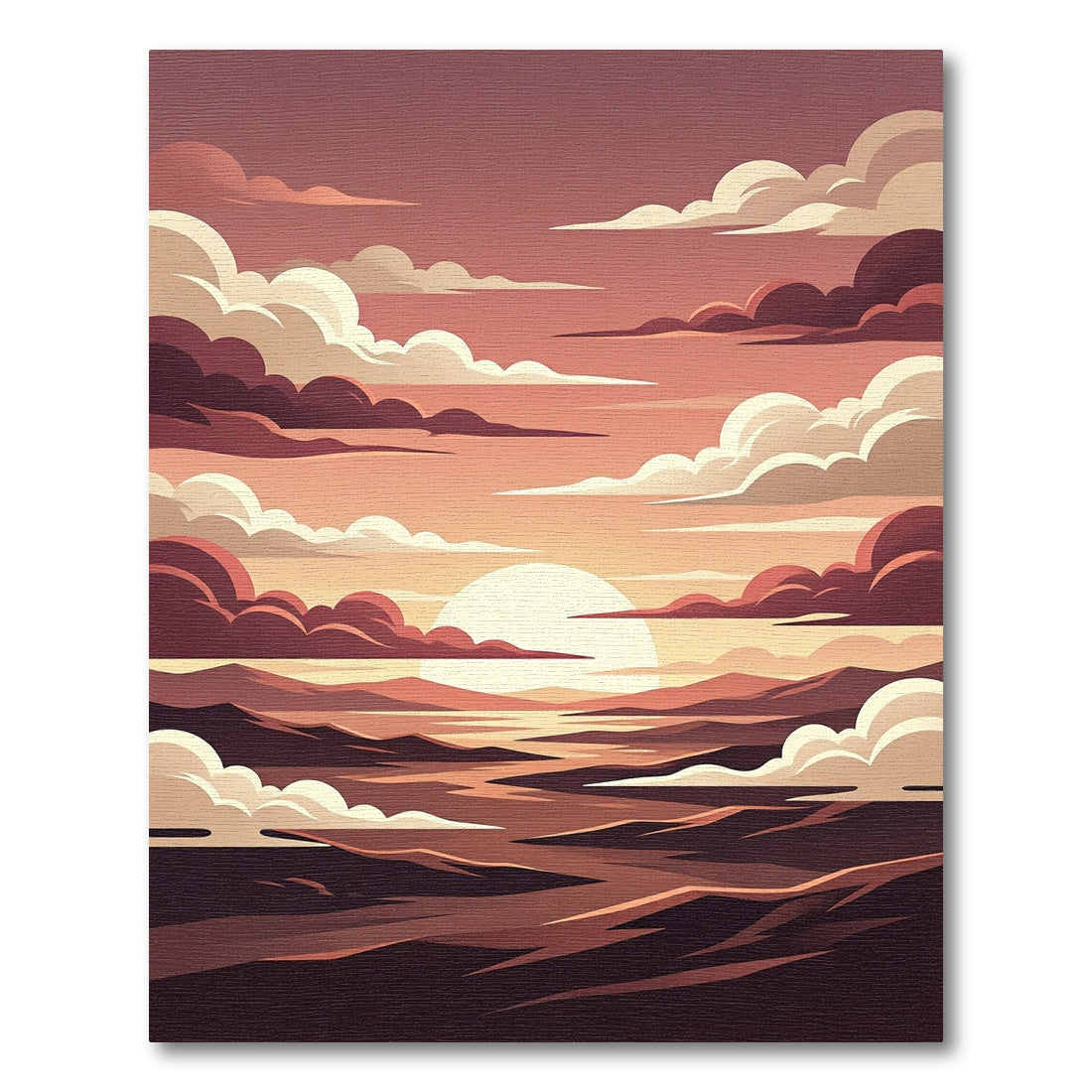 Crimson Sunset Over Molten Mountain Landscape Rug