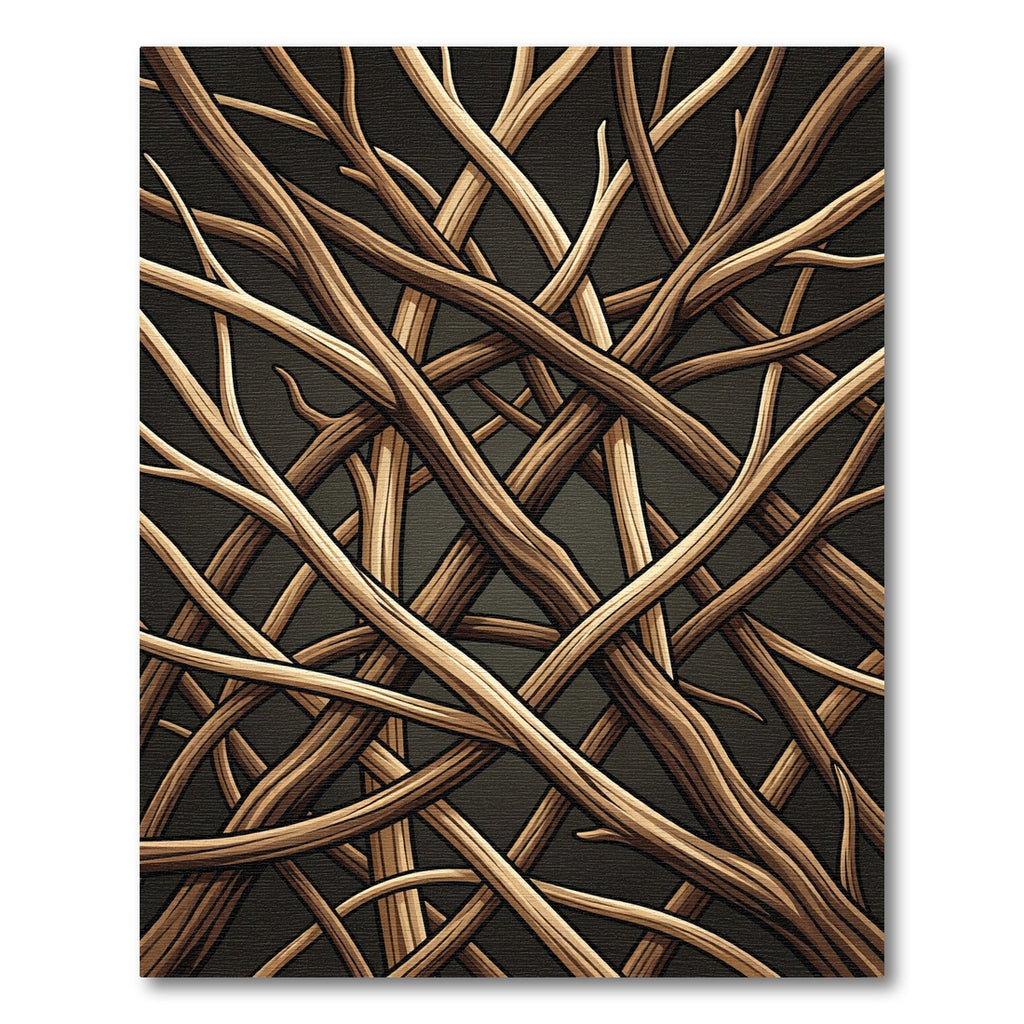 Brown Twig Intertwine Woodland Pattern Rug
