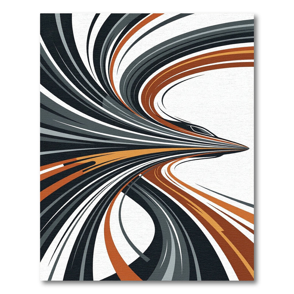 Modern Abstract Charcoal and Copper Streamline Rug