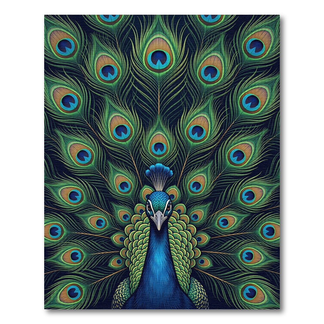 Elegant Teal Peacock Feather Symmetry Rug