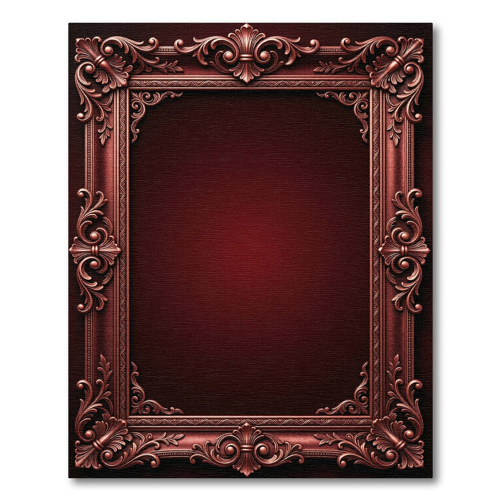 Ornate Oxblood Baroque Filigree Frame Rug