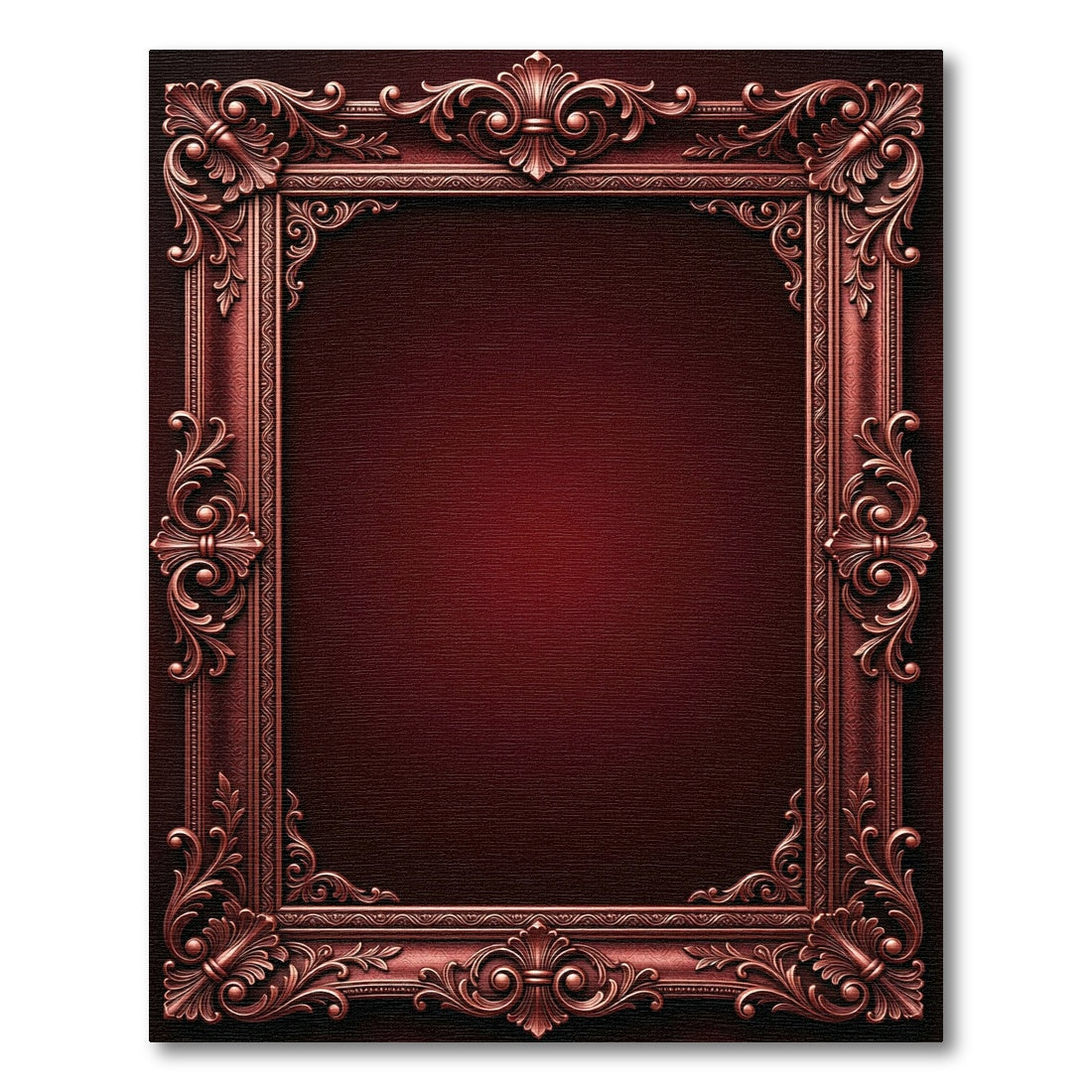 Ornate Oxblood Baroque Filigree Frame Rug