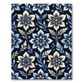 Navy Blue Cream Floral Vine Rug