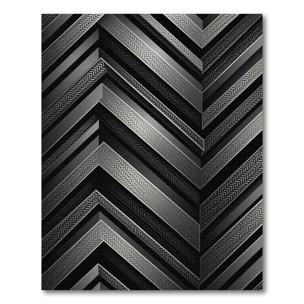 Metallic Charcoal Chevron Geometric Rug