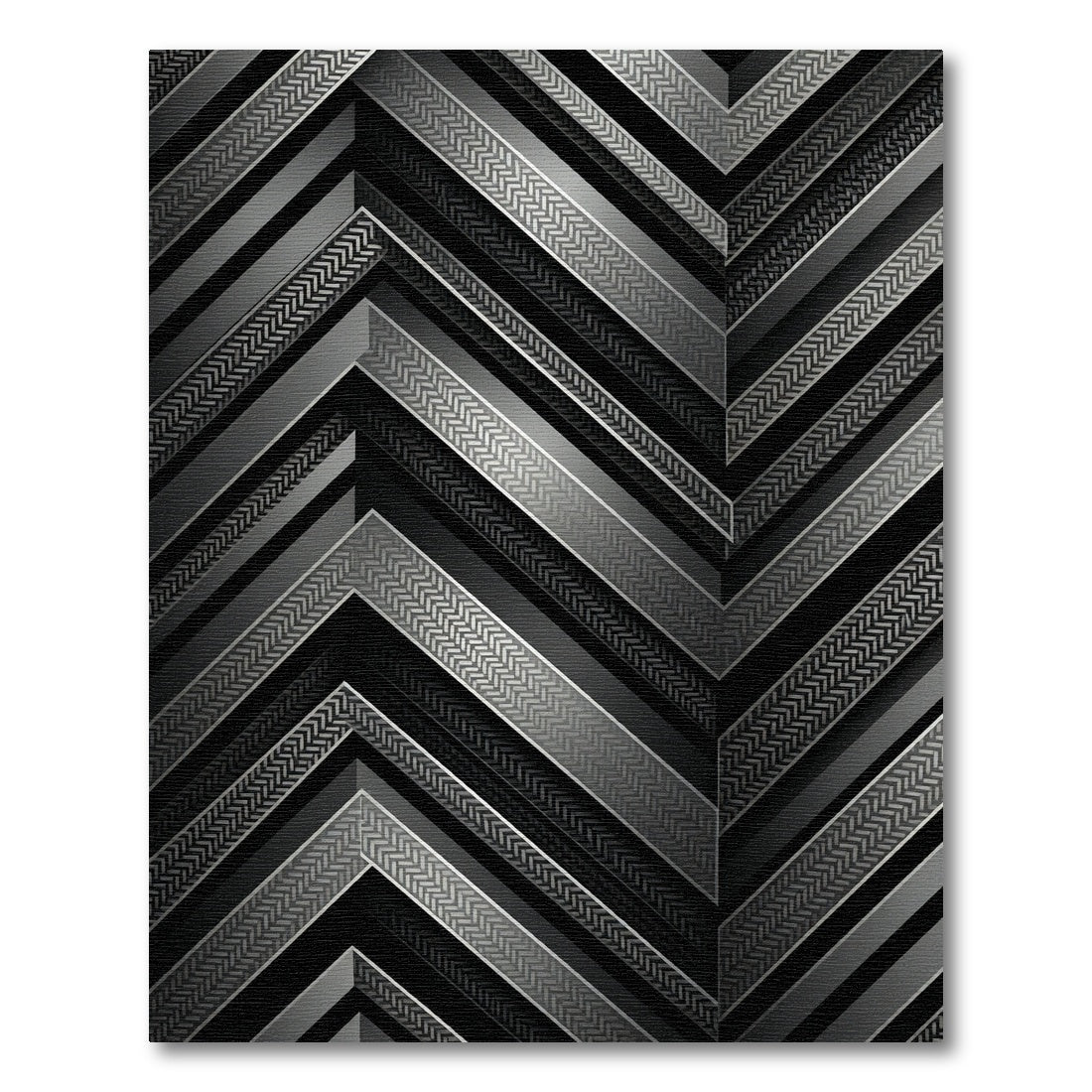 Metallic Charcoal Chevron Geometric Rug