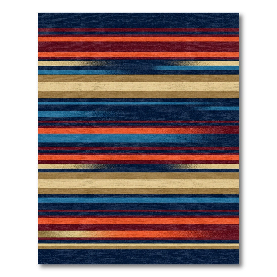 Modern Multicolored Parallel Horizontal Stripe Rug