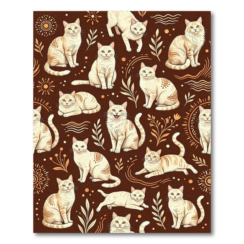 Cream Cats with Earthy Sunbursts Rug