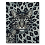 Leopard Face Amidst Spotted Background Rug
