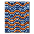 Modern Blue and Orange Wavy Stripe Rug