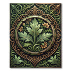 Ornate Botanical Leaf Medallion Rug
