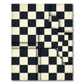 Modern Black and Ivory Checkerboard Mosaic Rug
