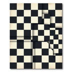 Modern Black and Ivory Checkerboard Mosaic Rug