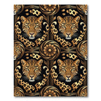 Luxury Gold Black Leopard Animal Art Rug