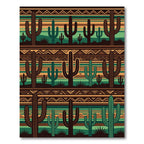 Earthy Southwest Cactus Striped Geometric Rug