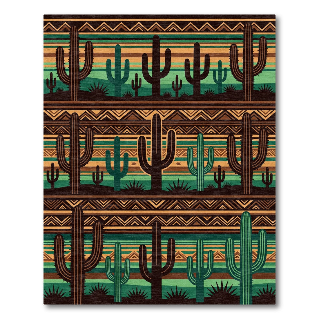Earthy Southwest Cactus Striped Geometric Rug