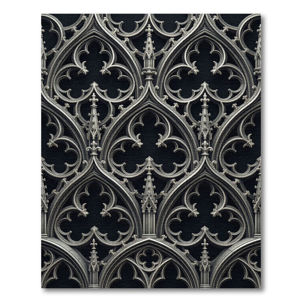 Gothic Charcoal Iron Trefoil Arches Rug
