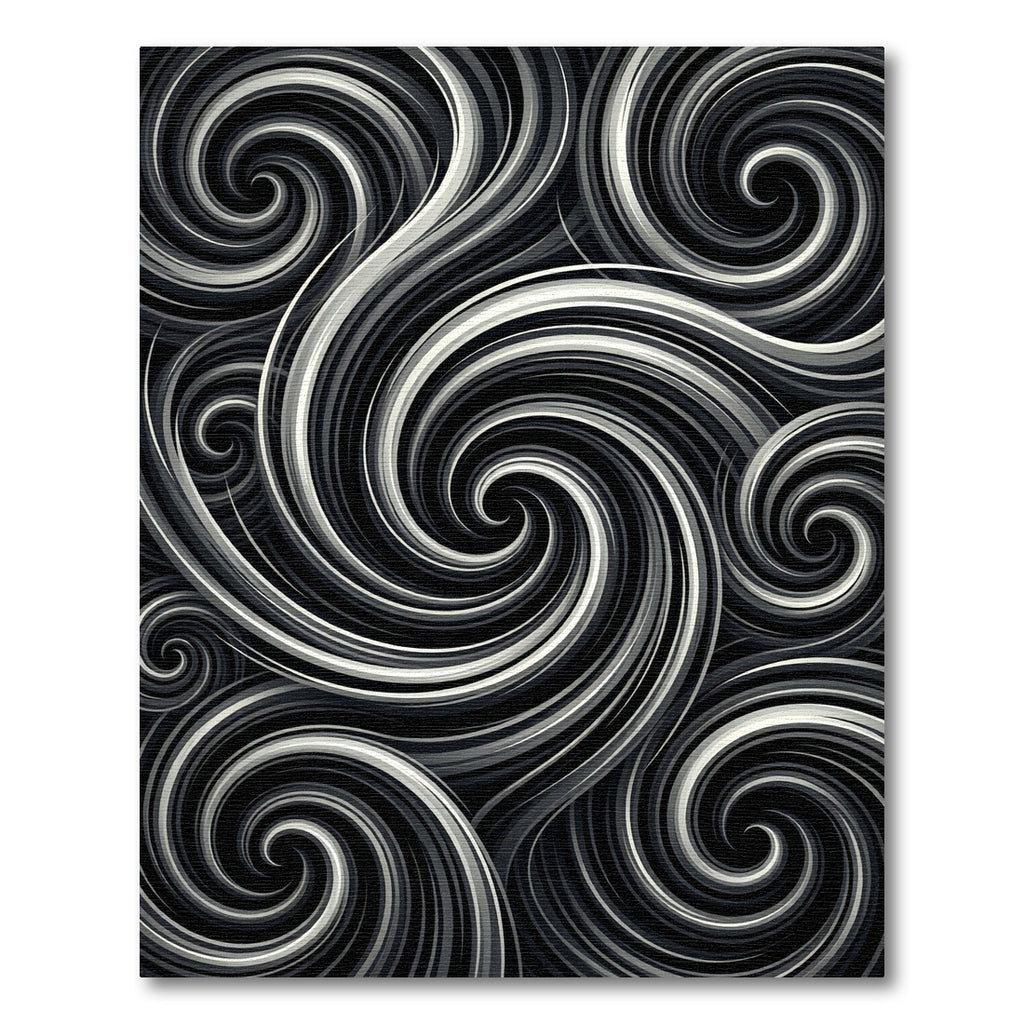 Monochrome Swirl Flow Rug