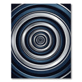 Modern Blue Silver Concentric Circle Rug
