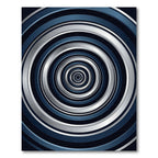 Modern Blue Silver Concentric Circle Rug