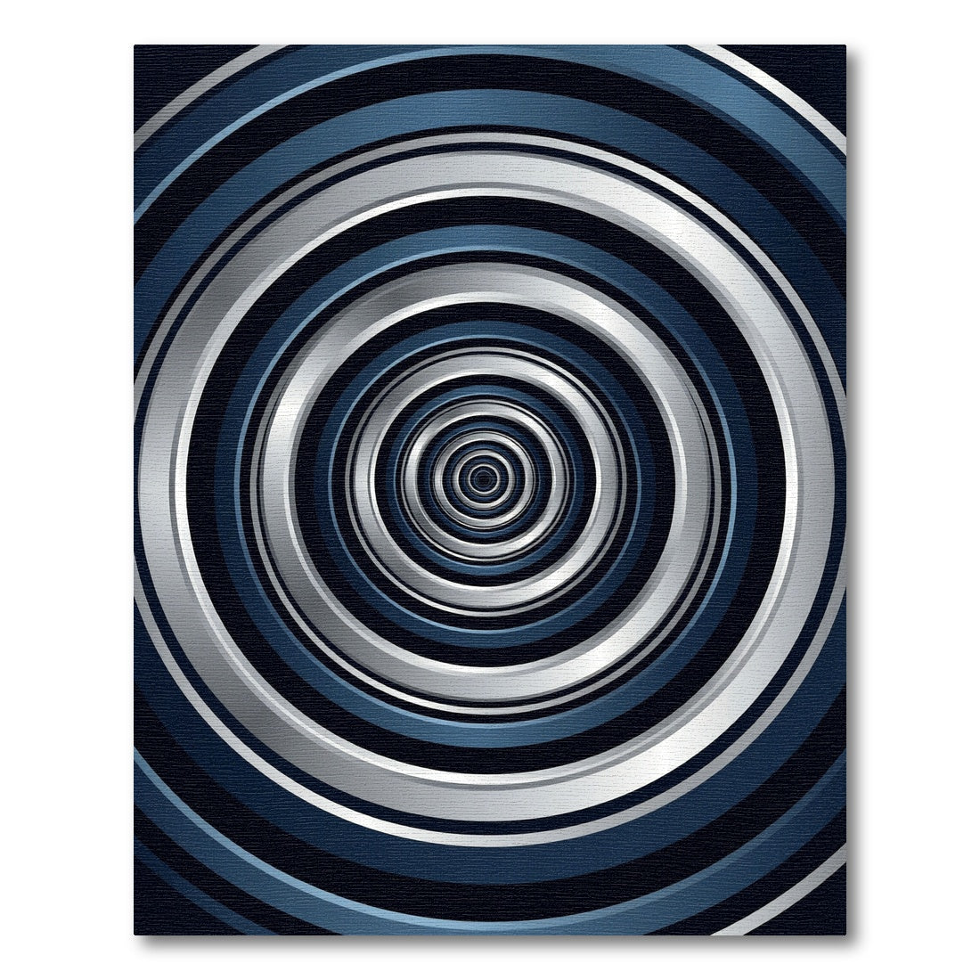 Modern Blue Silver Concentric Circle Rug
