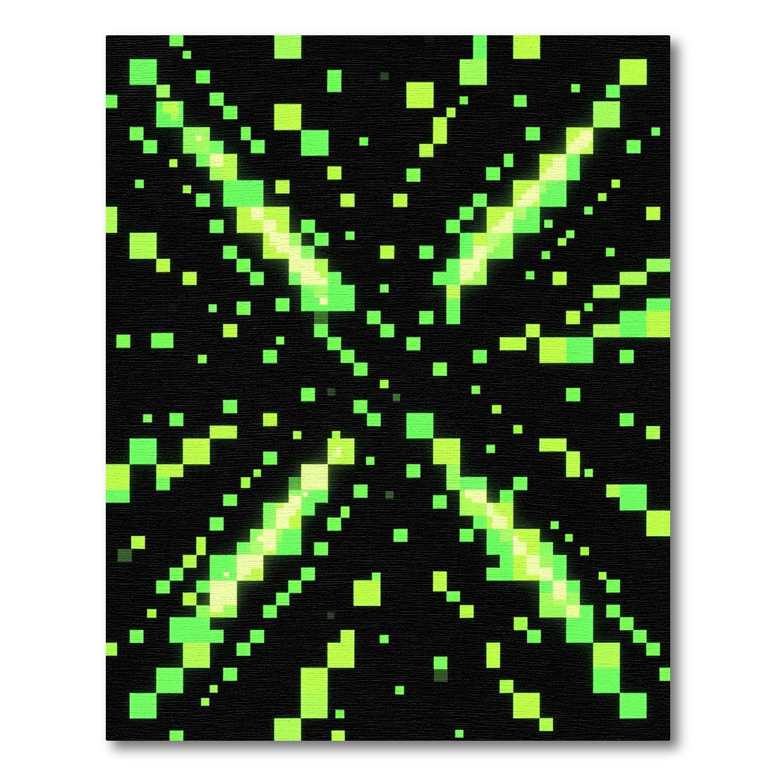 Neon Pixel Lime Green Geometric Explosion Rug