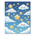 Cute Celestial Stars and Clouds Rug