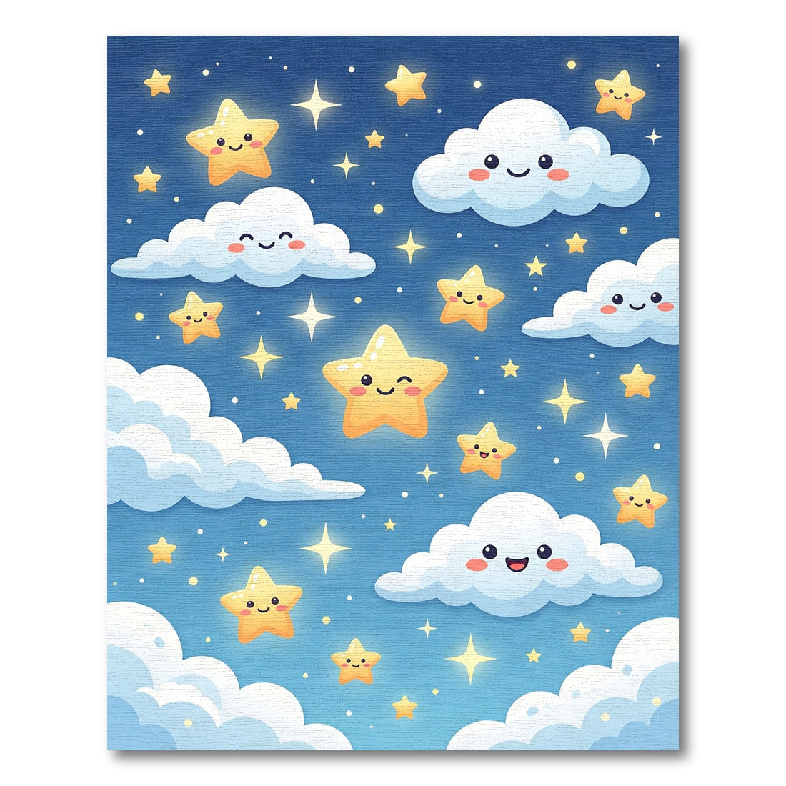 Cute Celestial Stars and Clouds Rug