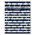 Navy Blue White Wavy Paw Striped Rug