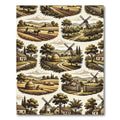 Old World Farmhouse Landscape Scene Rug