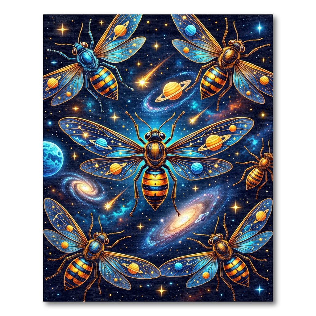 Cosmic Celestial Bee Starry Galaxy Rug