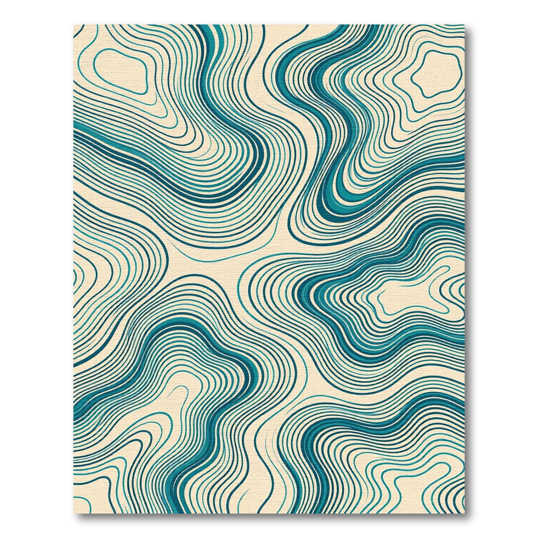 Teal Blue Fluid Wave Flowing Rug