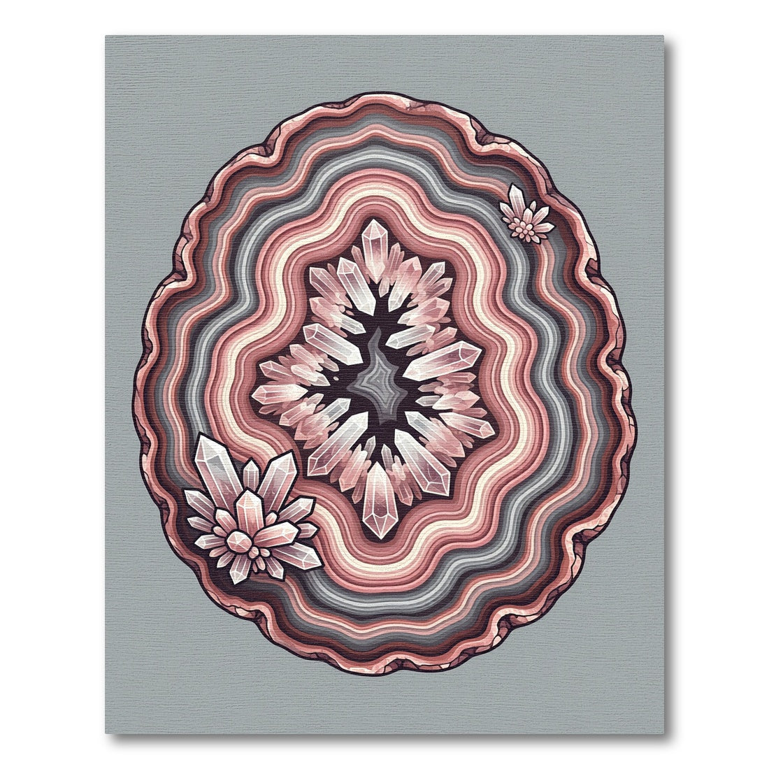 Pink Crystal Agate Gemstone Slice Rug