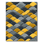 Ochre Gray Scallop Overlay Rug
