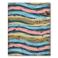 Vintage Coastal Cabin Wavy Striped Art Rug
