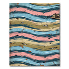 Vintage Coastal Cabin Wavy Striped Art Rug