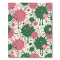 Pink and Forest Green Abstract Ink Splatter Rug