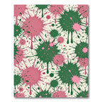 Pink and Forest Green Abstract Ink Splatter Rug