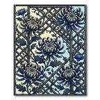 Indigo Chrysanthemum Lattice Bamboo Art Rug