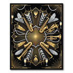 Art Deco Gold Jazz Instrument Medallion Rug