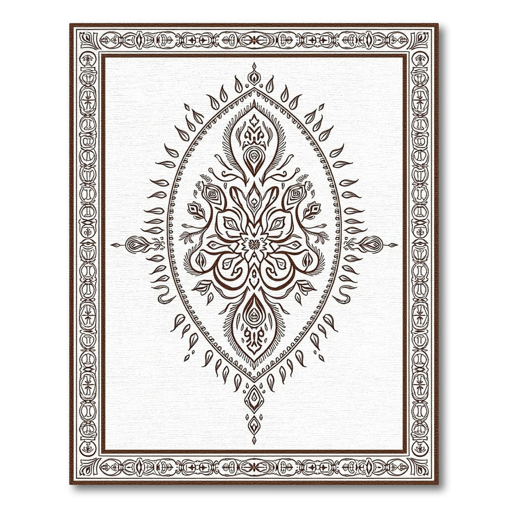 Brown Paisley Floral Medallion Border Rug