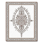Brown Paisley Floral Medallion Border Rug