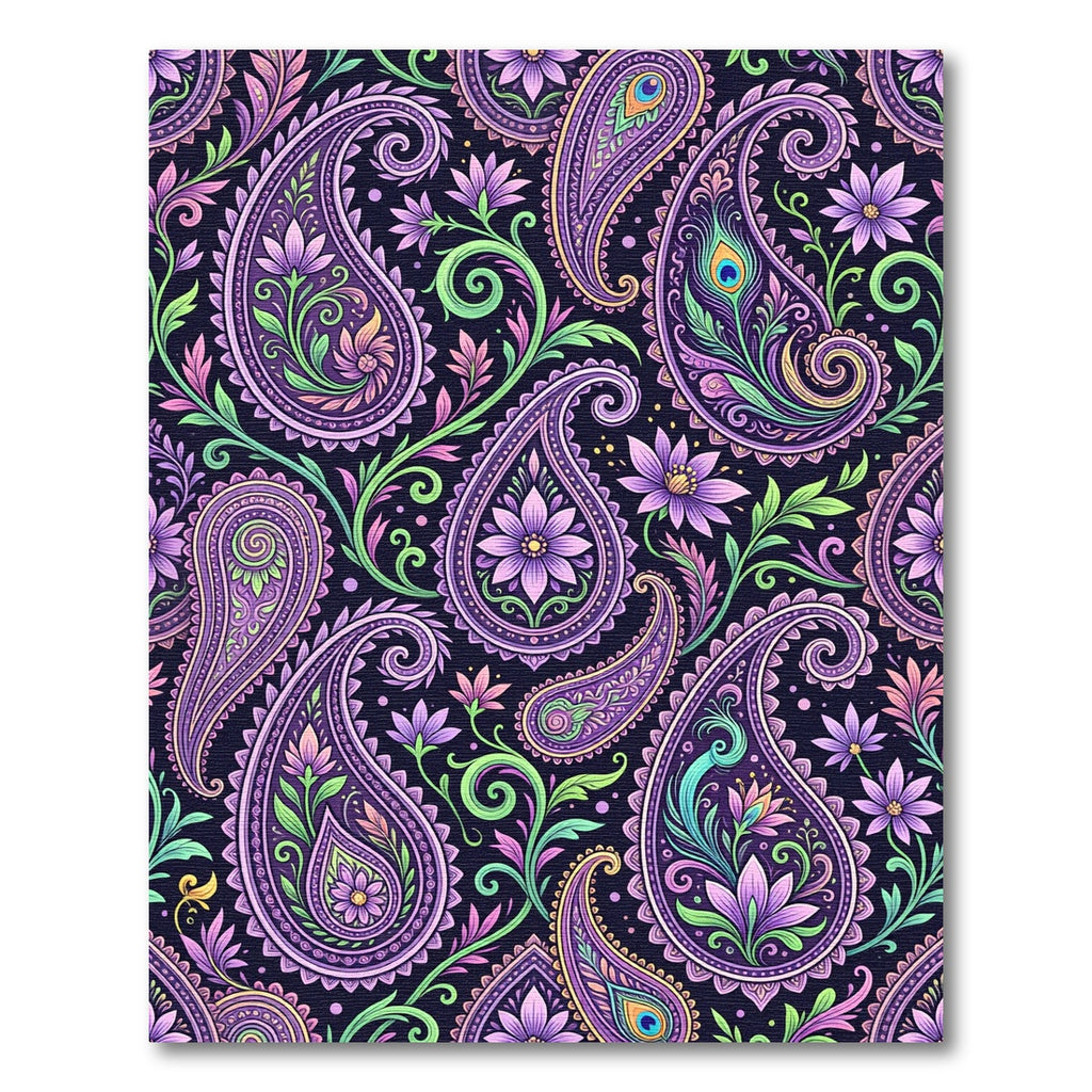 Vibrant Paisley Purple Floral Compositions Rug