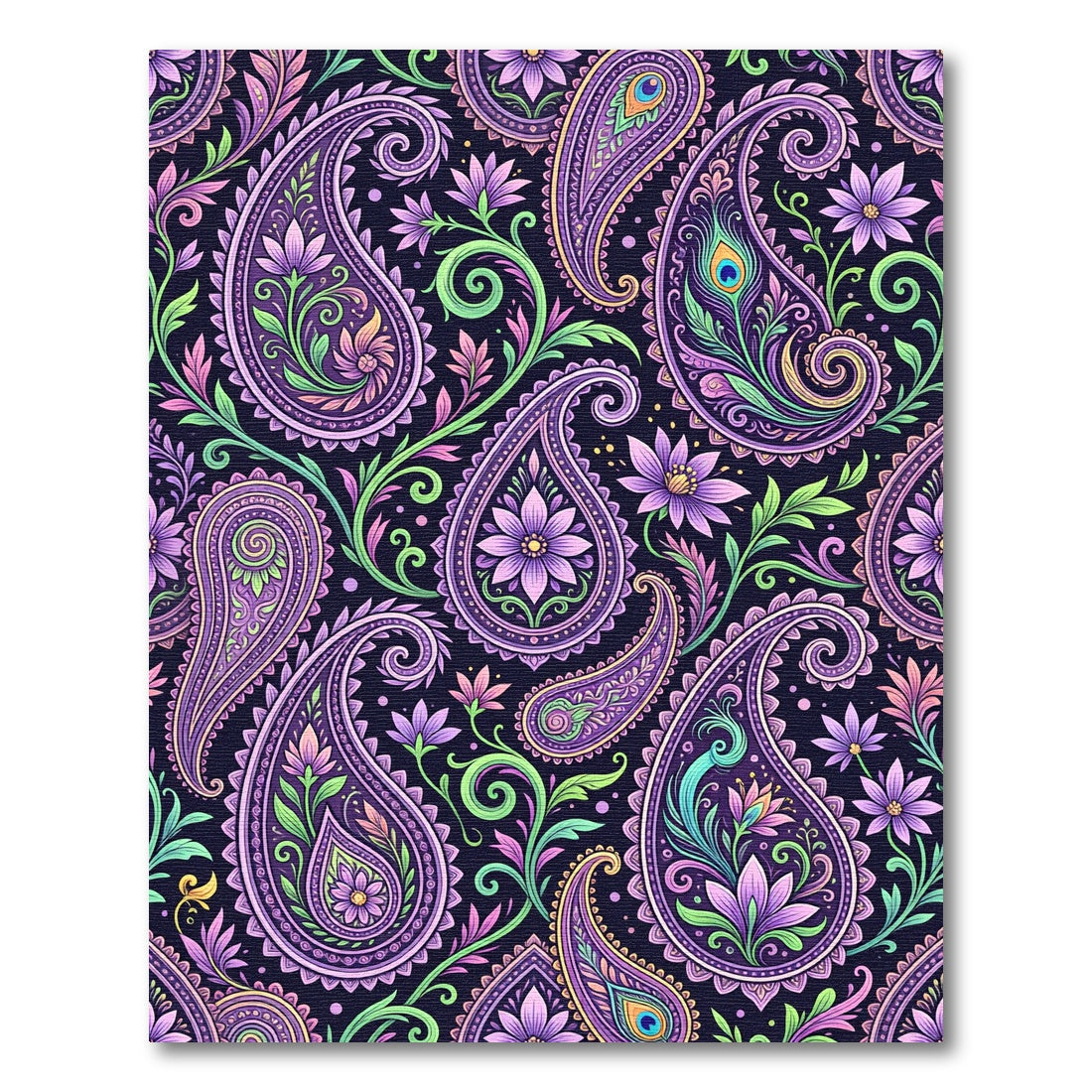 Vibrant Paisley Purple Floral Compositions Rug