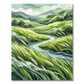 Verdant Hills Winding River Landscape Rug