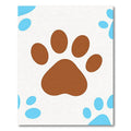 Brown Blue Paw Prints Repeat Rug