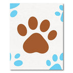 Brown Blue Paw Prints Repeat Rug