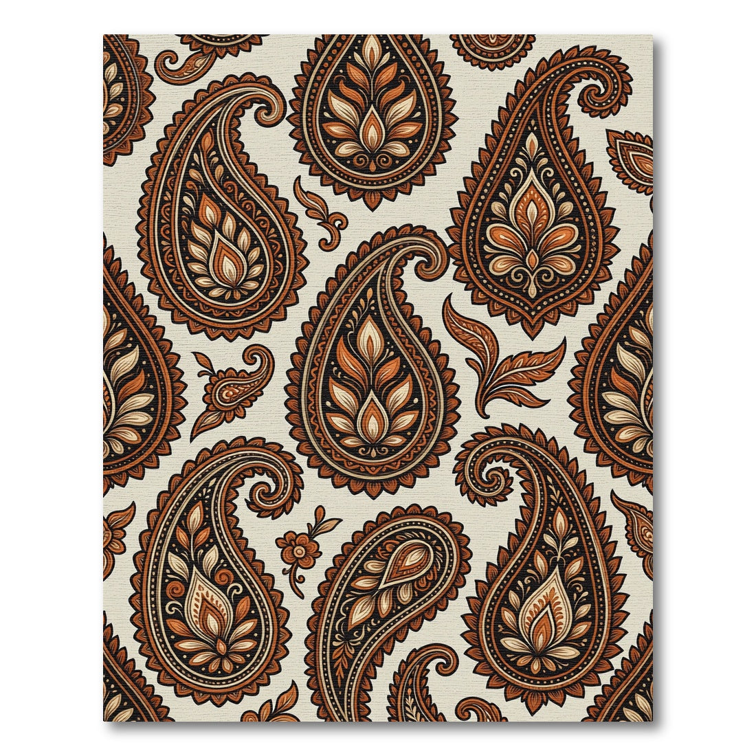 Warm Earthy Tone Paisley Floral Rug