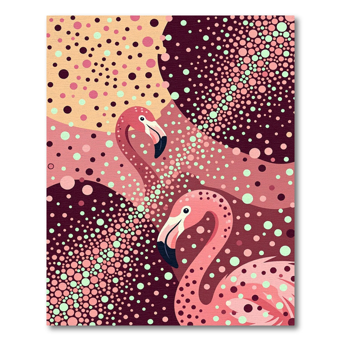 Whimsical Pink Flamingo Dot Composition Rug